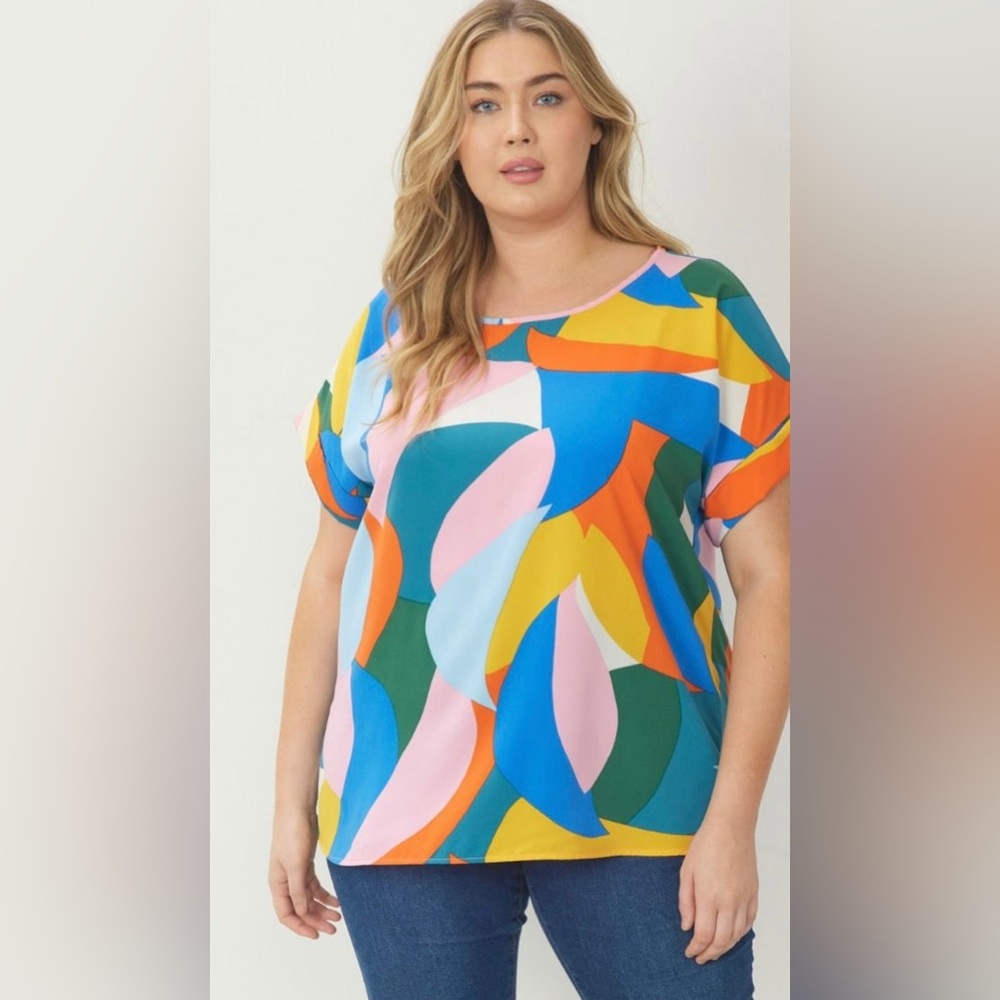 Entro Colorful Abstract Print Blouse